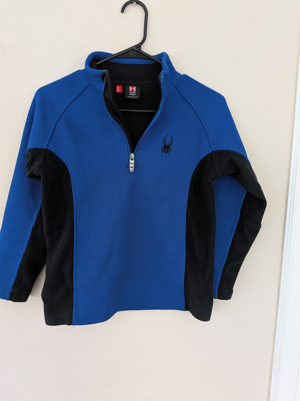 Spyder Kids Core 1/4 Zip Blue Black Fleece Sweater Youth Medium